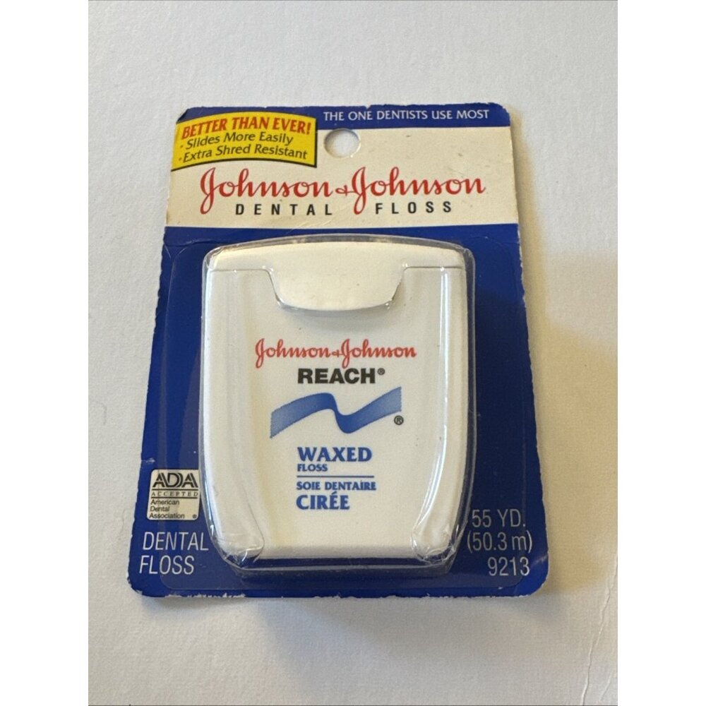 Johnson & Johnson Reach Dental Floss Plain Waxed 55 Yards  Vtg 1998 PD1